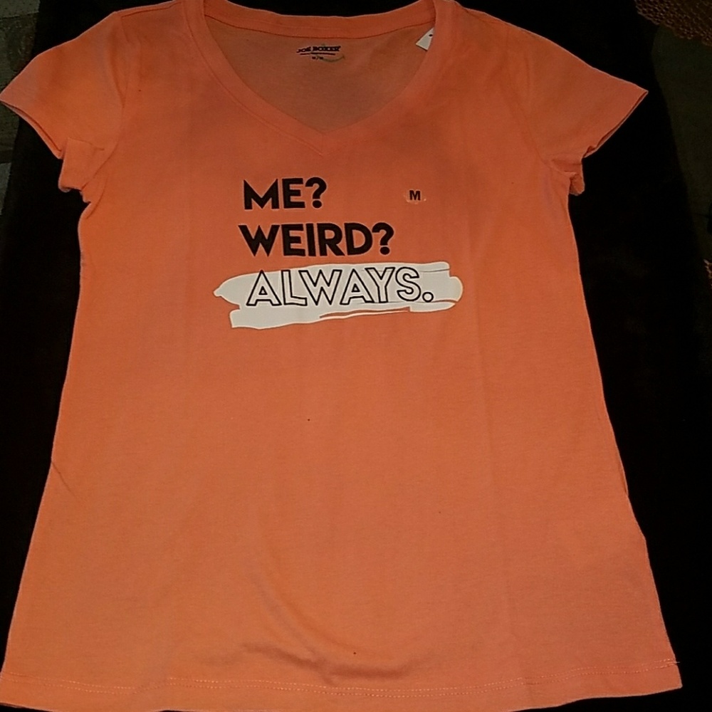 Coral V Neck Graphic T Shirt